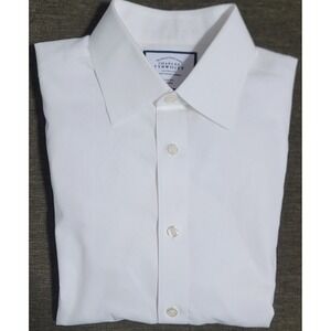 Charles Tyrwhitt Men's White Silm Fit Non-Iron FC Dress Shirt Size 16 X 34